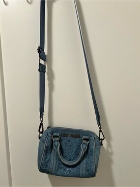 Steve Madden BDenny Stone Denim Rhinestone Mini Crossbody Satchel Bag